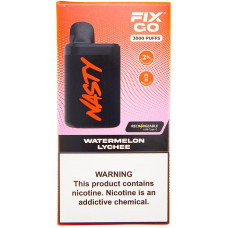 Вейп Nasty Fix Go 3000 тяг Watermelon Lychee 2% 500 mAh Одноразовый